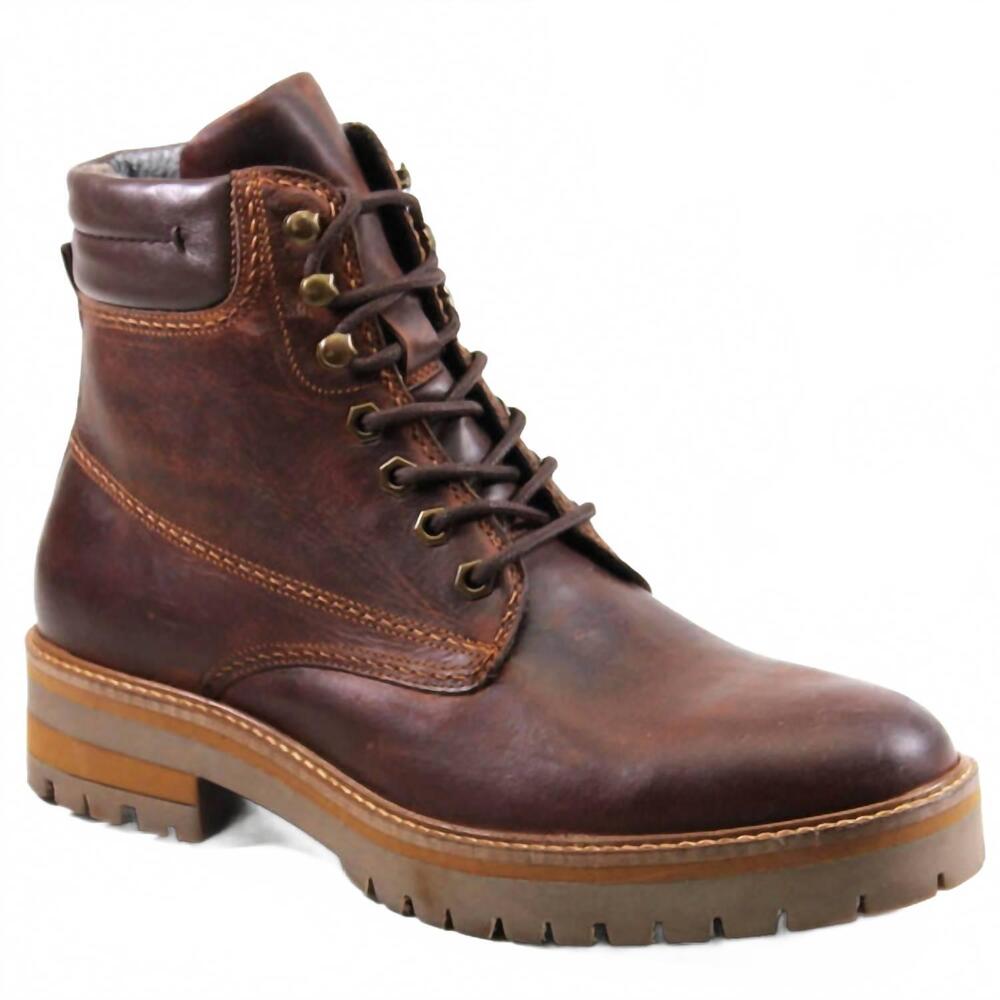 NEW DIBA TRUE men's hawk eyes lace up leather boots in cognac